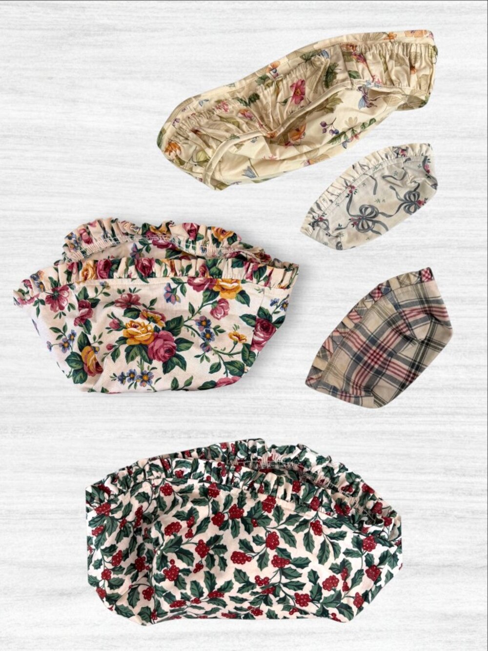 Longaberger Basket Liners Lot of 6 Floral Holly Plaid Country Botanical Ruffle